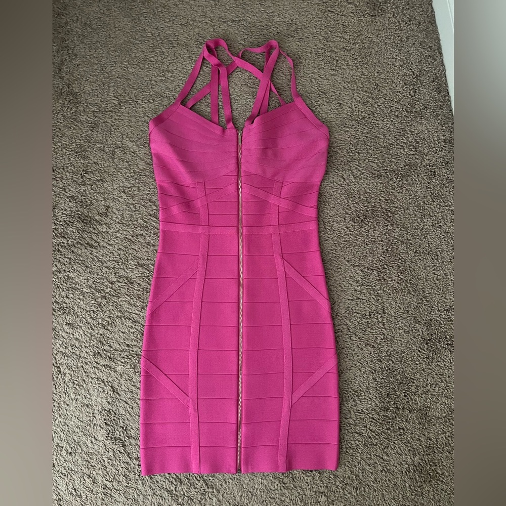 ❌SOLD❌ Bebe got pink bandage dress size small